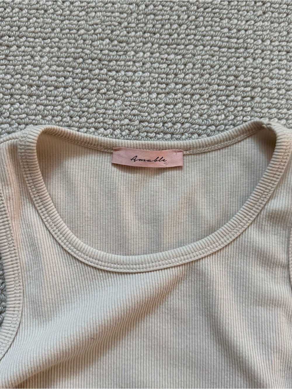 Beige Ribbed Mini Dress - Picture 3 of 5